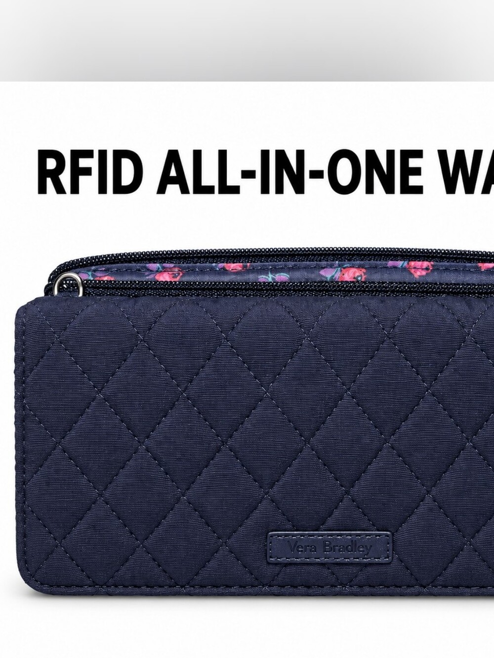 Vera Bradley RFID All-in-One Crossbody Wallet Classic Navy Quilted No Strap